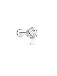 1pc 2.5-7MM 925 Sterling Silver Moissanite 6-Prong Nose Stud, Hypoallergenic Body Piercing Nose Ring, Women's Daily Party Birthday Gift - Silver - View 13