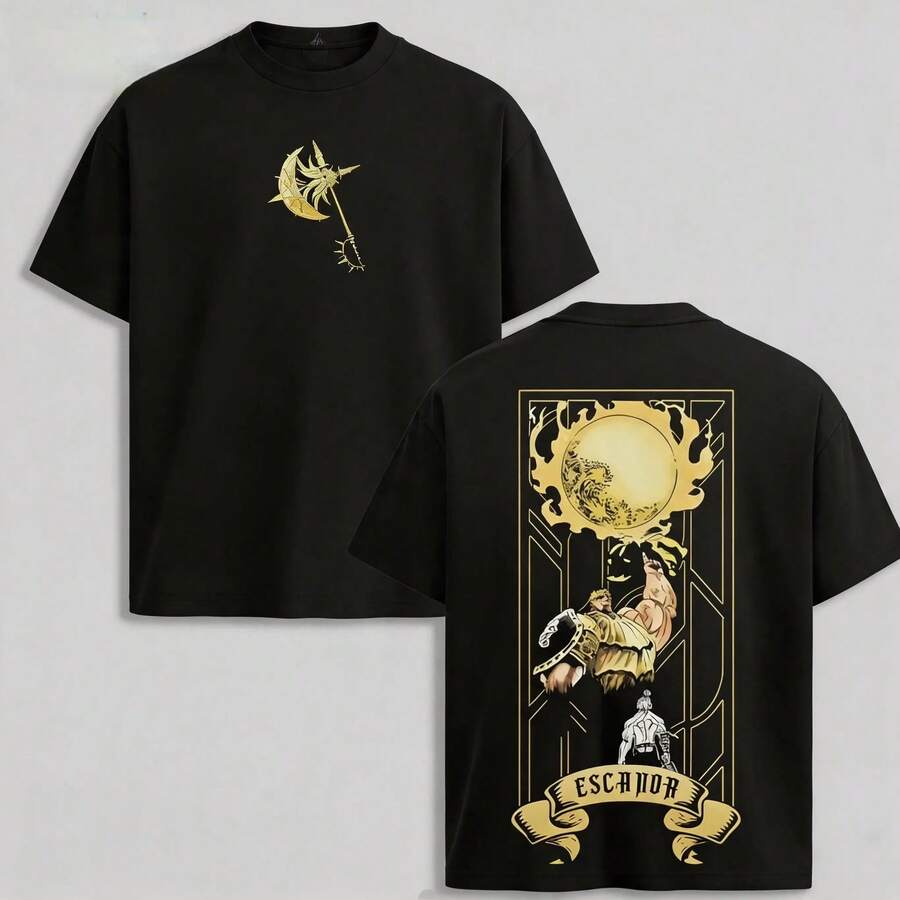 Escanor T-Shirt From The Seven Deadly Sins - A269 "Who Decided That?" Pride Sin Graphic Retro Heavy Unisex Anime Streetwear Gift For Fans - 銅色 - 查看 1