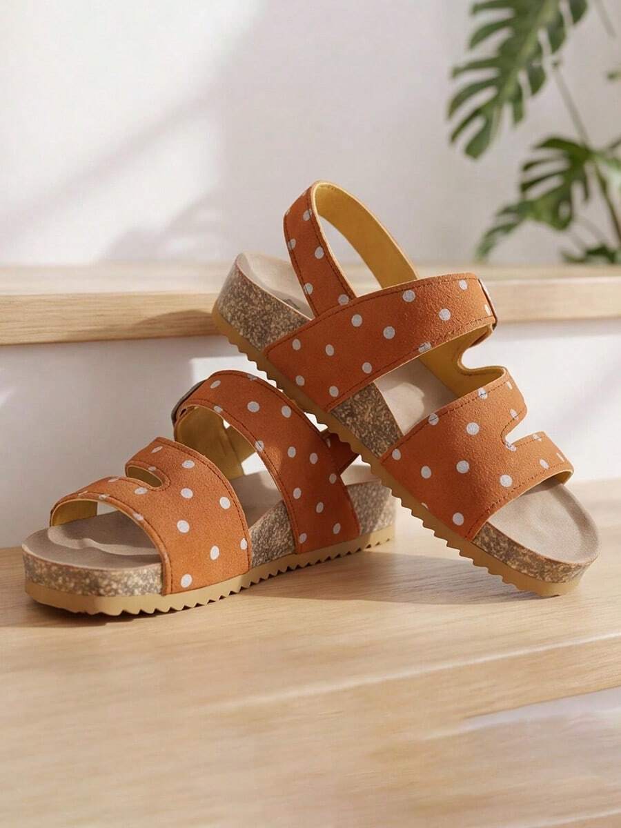 Sandal Anak Perempuan Serbaguna Modis 2026 - Sepatu Kasual Musim Panas dengan Kancing + Perekat - Cocok untuk Aktivitas Luar Ruangan dan Berbagai Kesempatan Lainnya! - Burnt Orange - View 1