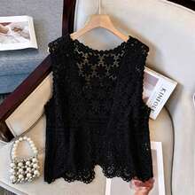 Áo khoác cardigan nữ thời trang màu mơ, phối ren, móc rỗng, đan móc. - màu đen - Xem 5