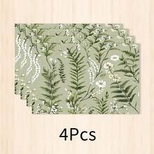 1 pieza Mantel individual de lino con elemento vegetal, tapete para desayuno, tapete para café, posavasos, base para tazón, accesorio de cocina, fácil de limpiar, apto para el hogar, restaurante, decoración de restaurante, regalo de vacaciones, regalo para amigos, juego de múltiples piezas - Multicolor - Ver 22