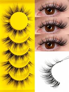 6 Pairs Cat Eye False Eyelashes - Lightweight Fluffy Faux Mink Lashes, Transparent Lash Band, Natural Effect, Reusable, Suitable For Beginners, Comfortable Cartoon Style Lashes, Suitable For Daily Makeup And Beauty Blogger Makeup - Black - View 2