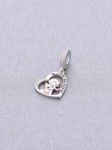 1pc 925 Sterling Silver Eternal Love Pendant Set, Rose Gold Plated Family Pet Angel Wings Cubic Zirconia Pendant, Meaningful Gift For Women With Sensitive Skin - Silver - View 4