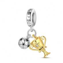 1 Piece Of S925 Sterling Silver Sports-Themed Poker Bead Featuring An Original Soccer Trophy "Lucky 7" Design. This Enamel Pendant With Diamond Accents Is Suitable For Both Bracelets And Necklaces, Serving As A Stylish Accessory For Creating Personalized, Jewelry. Perfect For Sports Fans And Enthusiasts, It Meets The Needs Of Both DIY Projects And Everyday Wear. - Multicolor - View 14