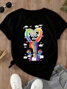 Camiseta con Estampado de Puño Arcoíris para el Día del Orgullo, Ropa Deportiva Casual para Mujeres y Hombres, Diseño Unisex, Cómoda y Suave de Algodón, Perfecta para Eventos del Orgullo y Uso Diario - Estilo Urbano Vintage, Camiseta Unisex de Manga Corta y Cuello Redondo de Algodón 100% Algodón - Negro - Ver 3