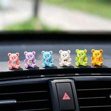 6pcs Random Cute Cartoon Puff Bear Micro Landscape Decor, Car Interior Dashboard/Computer Screen Decoration, DIY Office Desk Ornament - Puff Bear - View 2