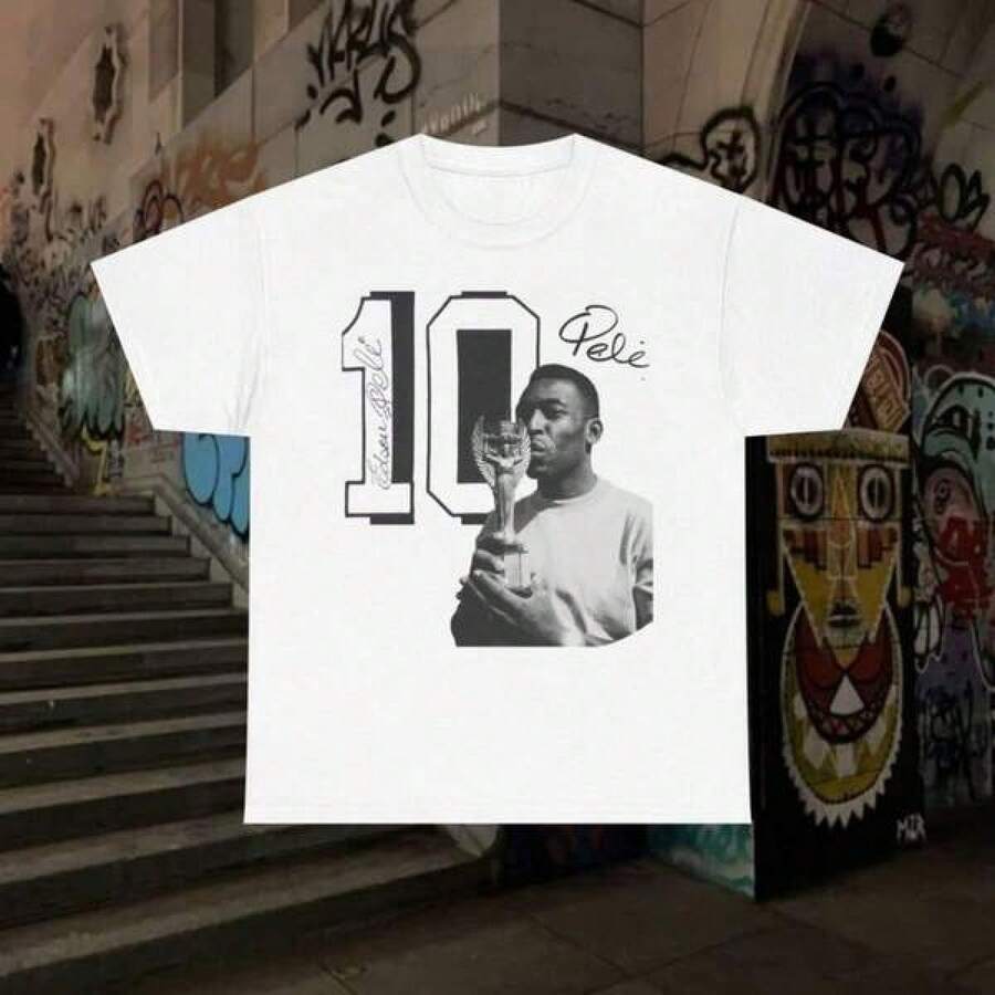Camiseta de Fútbol Unisex de Pelé, Leyenda del Fútbol Brasileño - Negro - Ver 1