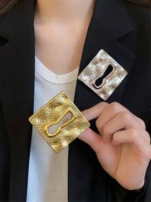 1 pieza Broche de metal asimétrico de media cara, accesorio de moda estilo europeo para mujeres - Broche con rostro humano - Ver 10