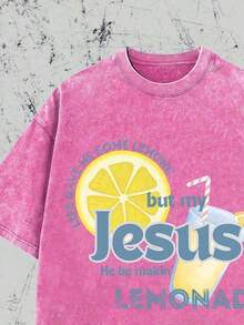 Camisetas Gráficas: Fe en Jesús, Creyentes Cristianos, Camisetas Cristianas, La Fe (en Jesús) Se Transformará en Belleza. "LA VIDA ME DIO ALGUNOS LIMONES, PERO MI JESÚS ESTÁ HACIENDO LIMONADA", Patrones de Rodajas de Limón, Agua de Limón, Transmitiendo una Actitud Positiva hacia la Vida......Camiseta clásica de manga corta, diseño moderno y atractivo, impresión de alta calidad, camiseta de moda, camiseta con estampado para mujer, camiseta con estampado divertido, camiseta con estampado para hombre, camiseta casual holgada, camiseta 100% algodón, suave, transpirable y cómoda, camiseta lavable, camiseta de estilo casual urbano, adecuada para todas las estaciones, muy adecuada para uso casual y estilo urbano.Son excelentes regalos para familiares y amigos. Holgadas y cómodas, camisetas con gráficos divertidos 100% algodón. - Negro - Ver 6