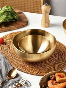Golden Stainless Steel Small Salad Bowls - Scratch-Resistant And Durable, Round Suitable For Fruit And Cold Noodles - Perfect Choice For Home Kitchen And Restaurant - Christmas Gifts - Multicolor - View 6