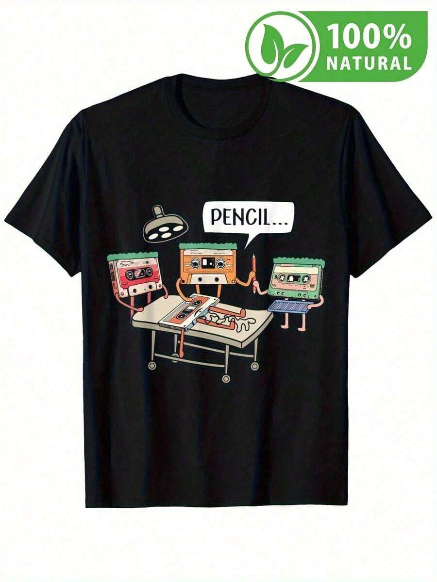 Camiseta divertida diseño casete quirúrgico estilo retro unisex ideal cultura pop vintage humor perfecta para regalar en eventos y fiestas con diseño original en tela suave y cómoda propuesta única para lucir con amigos y sorprender en cualquier ocasión mexa - Negro - Ver 1