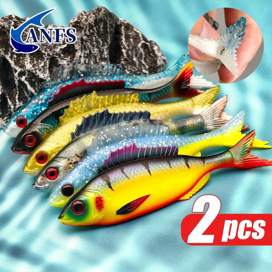 2pcs Soft Fishing Lure Kit -Lifelike Soft Lure With 3D Eyes, Soft Artificial Baits For Freshwater Saltwater Fishing - Multicolor - View 1