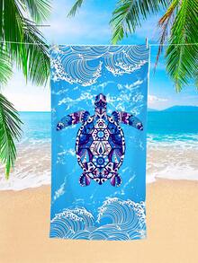 1pc Extra Large Mandala Sea Turtle & Wave Beach Towel - Available In Multiple Sizes. Features: Quick-Dry, Soft, Portable, Fashionable, Sand-Proof, Super Absorbent, Made Of Microfiber. Styles: Bohemian, Tropical, Vintage, Humorous, Yoga, Picnic, UV Protection. Ideal For Beach, Pool And Outdoor Activities; Essential Travel Accessory For Camping, Yoga, Gym, Sports And Swimming. Suitable For Both Men And Women. - Sea Turtle - View 7