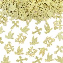 10g Shiny Gold God Bless Multicolor Confetti, Double-Sided Gold Cross Dove Paper Confetti, Tabletop Decor For Baptism, Church Service, Christian Birthday, Religious Party - Gold - View 1