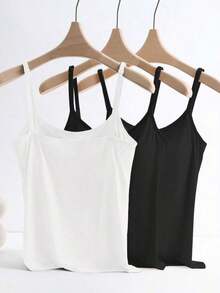 Set de 3 camisetas de tirantes con forro acolchado incorporado, cómodas y antidestellos - Multicolor 4 - Ver 2