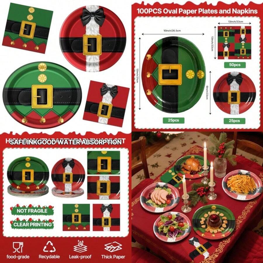Festive Party Tableware - Red and Green - View 1