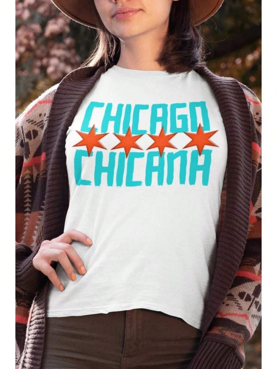 Camiseta Chicago Chicana, auténtica camiseta mexicana americana, regalo para ella, Chicana Latina, Familia, cabeza de familia, toque de mujer - Blanco - Ver 1