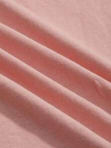 Camiseta De Manga Corta Con Cuello Redondo Y Color Sólido - Rosa 2 - Ver 3