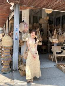 Women Long Dresses - Yellow - View 4
