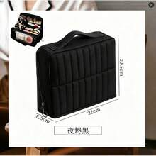 Nuevo neceser de maquillaje con base a rayas - negro