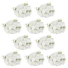 RainWeel 10 Pcs Flower Ball Arrangement Bouquets, 30*20cm Plastic Flowers Balls, Fake Rose Flower Ball For Wedding Centerpieces, Floral Ball Arrangement For Table Decor, Artificial Flower Table Centerpieces Decoration, Realistic Flowers Bouquet For Wedding, Party Event, Anniversary, Home Decoration (Champagne/White, Green) - 白色 - 查看 8