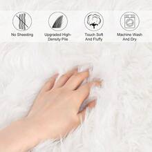 Floor Protection Fluffy Shaggy Sheepskin Rug Soft Rugs Faux Fur Bedroom Mats UK - White & Gray - View 4