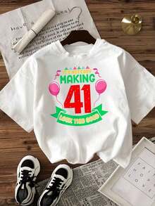 Camiseta de Mujer Casual de Corte Holgado, Opciones en Blanco y Negro, Estampado de 41º Cumpleaños, "No es Fácil Hacer Que el 41 Se Vea Así de Bien", Camiseta Gráfica Divertida, Camisetas para Fiesta, Tops de Verano, Camisetas Gráficas, Conjuntos de Verano para Mujer, Camisetas Cortas para Mujer, Camisetas Vintage de Algodón, Ropa Linda para Mujer, Playera Holgada para Mujer - Blanco - Ver 2