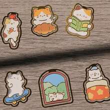 6Pcs Cute Cat Metal Bookmarks Set - Hollow-Out Kitten Design, Aesthetic & Literary Style | Multi-Scene For Home/Office/School | Perfect Gifts For Book Lovers | Decorative Page Markers & Reading Accessories - 6 Pcs/Set - View 1