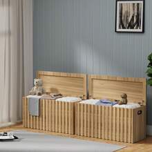 Storage Bench,39.4" Wood Box, Storage Trunk With 2 Safety Hinges, Ottoman Storage Chest, Fluted Storage Bench For Bedroom, Entryway, Living Room(Natural Wood) - Natural Oak - View 2