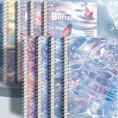 1 Set (4 Books) Dreamy Series A5 Spiral Notebooks, Multiple Cover Designs, Exquisite Printed Covers, 20 Lines Per Page With Suitable Spacing, Smooth Page Turning, Ideal Stationery For Office & Study With Artistic Ambiance