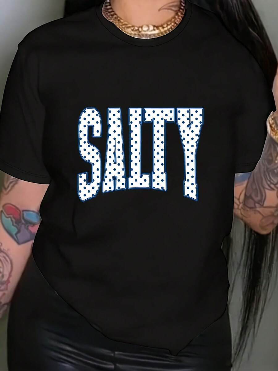 Camiseta unisex de manga corta, para mujerSaladoPolkaPuntosCamiseta-CortoMangaTripulaciónCuelloInformalSuperiorconCon temática de salImprimir,OpacoCompatible con blusaparaEstilos,MáquinaLavableVeranoRopa de playa&Todos los díasConjuntos de ropa(No-)Base)playerashombre, , , Dazymujer,romwehombres, bohochic,maestrasregalos,camisetaparaconjuntos de mujercon curvasparamu,y2k, - Negro - Ver 1
