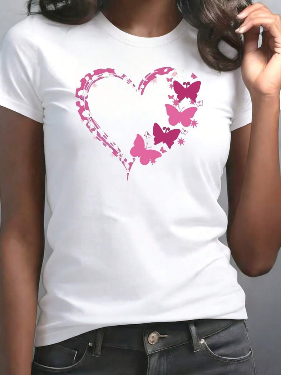 Camiseta de Mujer 100% Algodón Puro, Estilo Bohemio, con Estampado Floral Artístico, Casual, Básica, de Manga Corta, a la Moda. Camiseta de Mujer con Patrón Vintage Bohemio, 100% Algodón, Suave, Transpirable, Cuello Redondo, Manga Corta, Estilo Boho Urbano. - Blanco - Ver 1