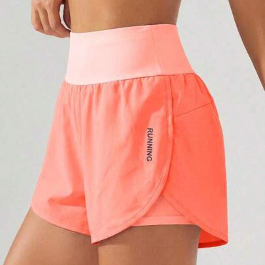 MewMuse. Eassivo Eassivo Pantalones cortos deportivos de cintura alta con abertura en el bajo para Año Nuevo Chino, pantalones cortos para mujer para sudor, gimnasio, ciclista - Naranja - Ver 1