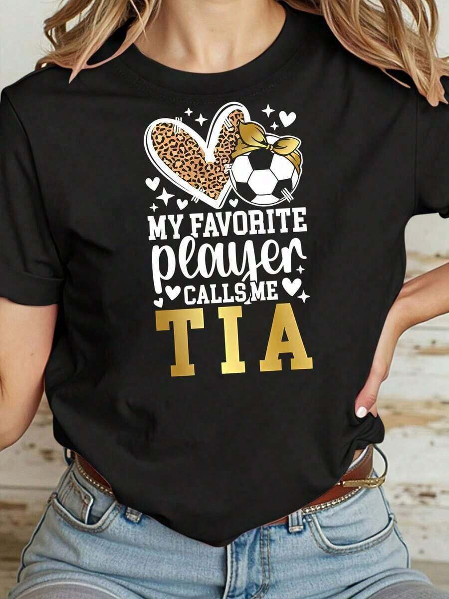 Camiseta Unisex de Fútbol Tia Tia de Jugador de Fútbol Tia Gift (3) Transpirable y cómoda - Negro - Ver 1