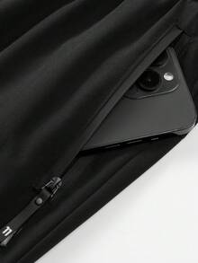 Men's Quick-Dry Jogger Sweatpants With Elastic Drawstring Waist, Zipper Pockets, Breathable, For Fitness, Running, Training, Casual Wear Sports - Black - View 8