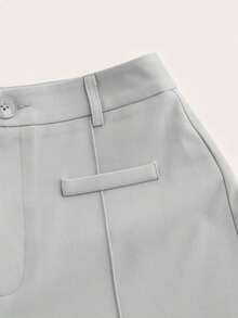 Pantalones rectos con costura sólida al frente - Gris - Ver 3