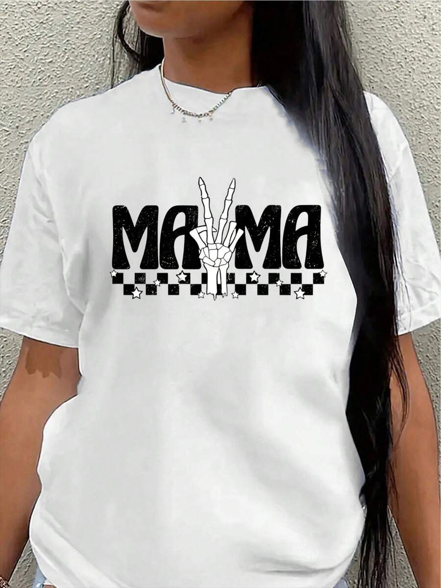 Camiseta de manga corta, ligera y duradera, diseñada con un patrón MOMA, es perfecta para el hogar, restaurantes o actividades de ocio al aire libre. - Blanco - Ver 1