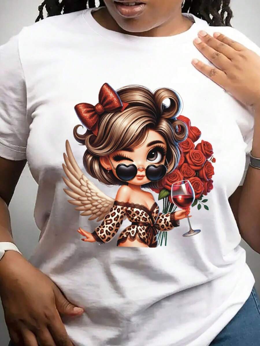 Talla, estilo básico para realzar la confianza en el cuerpo: Camiseta estampada de mujer% algodón. | Camiseta transpirable de manga corta y cuello redondo, diseño de estampado vibrante para primavera y verano, camiseta de estilo divertido, cómoda y bien ajustada - Camiseta unisex de algodón suelto de manga corta y cuello redondo estilo vintage urbano. - Blanco - Ver 1