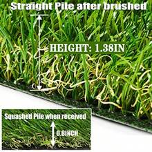 AYOHA Artificial Turf 4 Ft X 6 Ft With Drainage 1.38 Inch Realistic Fake Grass Rug Indoor Outdoor Lawn Landscape For Garden Balcony Patio Synthetic Grass Mat For Dogs Customized - Green - View 2