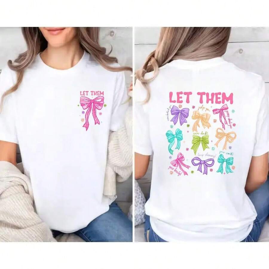 With Style And Confidence: Look Great In The 'LET THEM' T-Shirt, Comfortable And Soft, A Cotton T-Shirt For Everyday Wear. - White - View 1