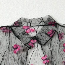 Top de traje de baño para mujer, sexy y elegante, con decoración de mariposa tridimensional, cubierta de malla de manga larga y corte conservador con un toque de alta gama. - Cobertura transfronteriza decorada con mariposas - Ver 4