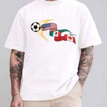 Camiseta de Fútbol con Bandera de EE. UU., México, Canadá _ Camiseta de Fútbol Internacional _ Diseño de Fútbol de Norteamérica _ Camiseta Unisex Bella Canvas - Negro - Ver 1