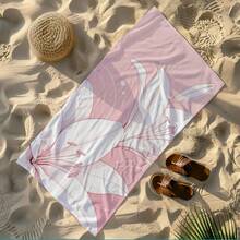 Large Quick-Dry Absorbent Beach Towel With Pink Lily Flower Pattern, Suitable For Men And Women, Swimming Pool, Spa, Travel, Summer Accessory - Multicolor - View 6