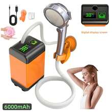 Portable Outdoor Charging Shower Pump With 4500/6000mAh Large Capacity Battery, Lasting For 120-150 Minutes. Three Water Output Modes. Compact And Lightweight, Easy To Store. Essential For Camping And Hiking. - Orange - View 9