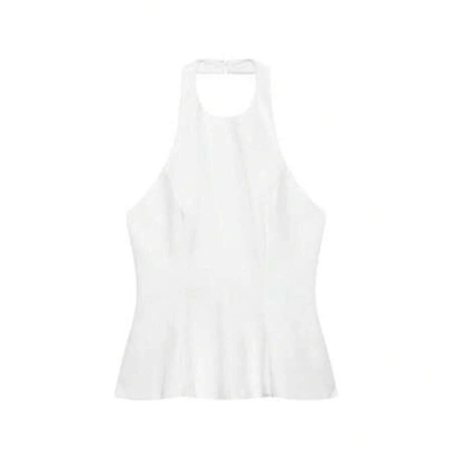 Nuevo top casual de verano para mujer con escote halter minimalista y versátil de la marca DEEKA - Blanco puro - Ver 1