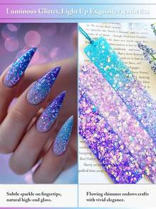 VERONNI 6 Colors Nail Glitter Powder, High Gloss Gradient Glitter Effect, Multi-Color Blend Suitable For Creative Nail Art - Multicolor - View 8