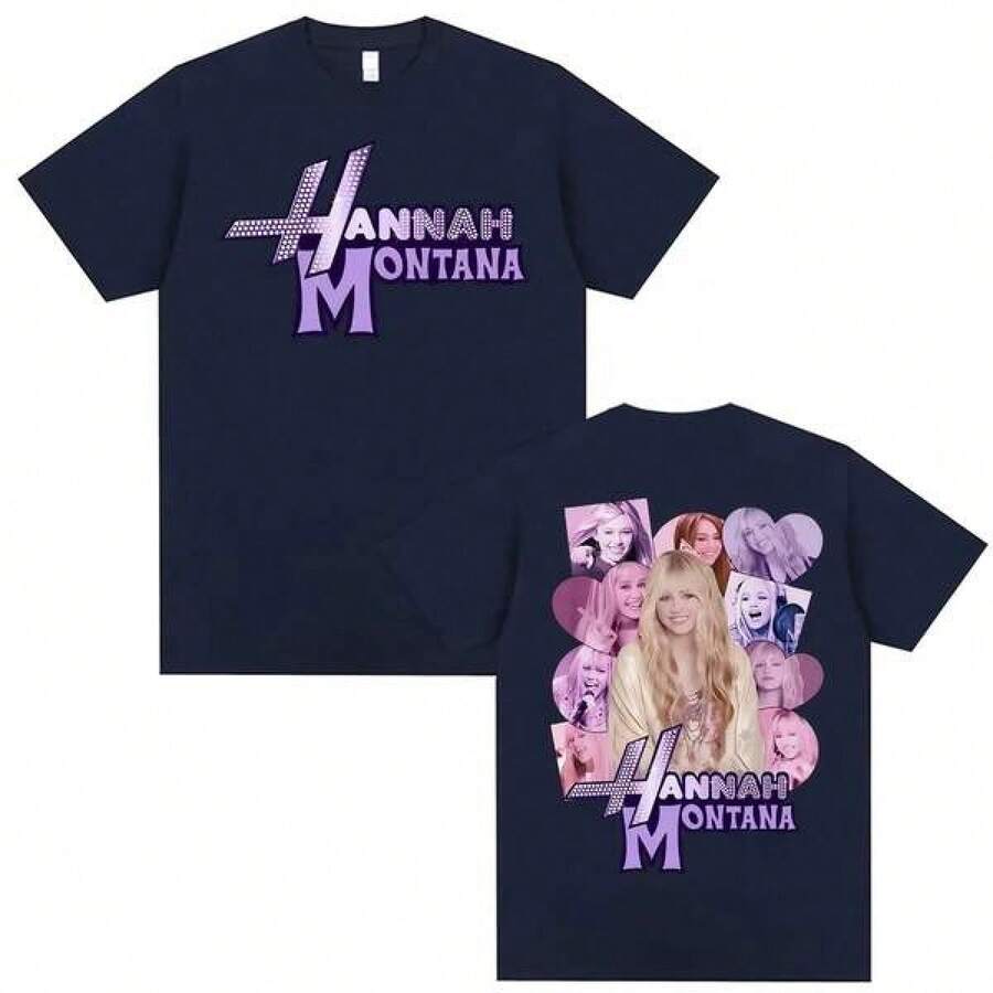 Camiseta Rosa 'Emotions' de la Estrella del Pop Hannah Montana, Verano 2026, Moda de Lujo para Hombre y Mujer, de Alta Calidad - Negro - Ver 1