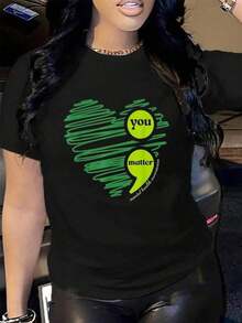 Camiseta 100% Algodón con Estampado "You Matter" para la Concientización sobre la Salud Mental, Inspiradora, para Hombre y Mujer, Suave, Transpirable, Clásica, de Moda, para Verano, de Manga Corta - Negro - Ver 1