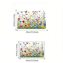 1pc Colorful Wild Flowers & Butterflies Glass Window Sticker, Self-Adhesive Home Window Decor - A - View 7