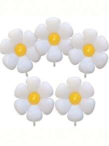 Daisy Flower Shaped Balloons, White Daisy Party Decorations, Aluminum Foil Coated Polyester Film Balloons, Suitable For Birthday, Wedding - View 1